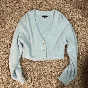 Cropped fuzzy cardigan